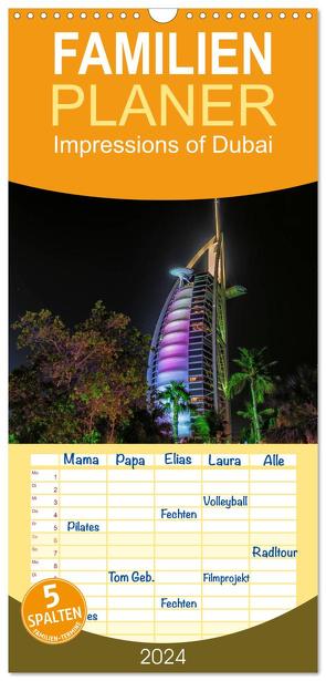 Familienplaner 2024 – Impressions of Dubai mit 5 Spalten (Wandkalender, 21 x 45 cm) CALVENDO von Sielaff,  Marcus