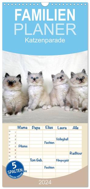 Familienplaner 2024 – Katzenparade mit 5 Spalten (Wandkalender, 21 x 45 cm) CALVENDO von Chrystal,  Jennifer