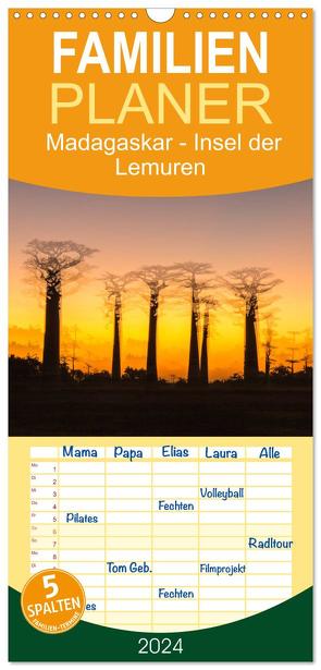 Familienplaner 2024 – Madagaskar – Insel der Lemuren mit 5 Spalten (Wandkalender, 21 x 45 cm) CALVENDO von Kribus,  Uwe