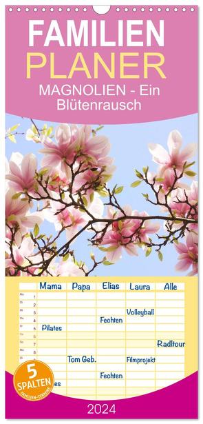 Familienplaner 2024 – Magnolien Ein Blütenrausch mit 5 Spalten (Wandkalender, 21 x 45 cm) CALVENDO von Kruse,  Gisela