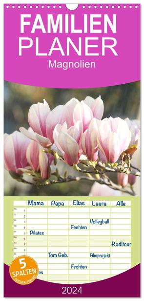 Familienplaner 2024 – Magnolien-Frühling mit 5 Spalten (Wandkalender, 21 x 45 cm) CALVENDO von Kruse,  Gisela