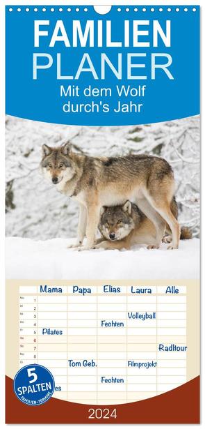 Familienplaner 2024 – Mit dem Wolf durch’s Jahr mit 5 Spalten (Wandkalender, 21 x 45 cm) CALVENDO von Martin,  Wilfried