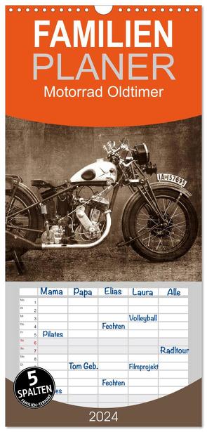 Familienplaner 2024 – Motorrad Oldtimer mit 5 Spalten (Wandkalender, 21 x 45 cm) CALVENDO von Siebenhühner,  Gabi