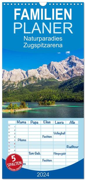 Familienplaner 2024 – Naturparadies Zugspitzarena mit 5 Spalten (Wandkalender, 21 x 45 cm) CALVENDO von Ferrari,  Sascha