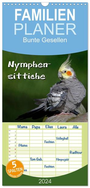 Familienplaner 2024 – Nymphensittiche mit 5 Spalten (Wandkalender, 21 x 45 cm) CALVENDO von Berg,  Martina