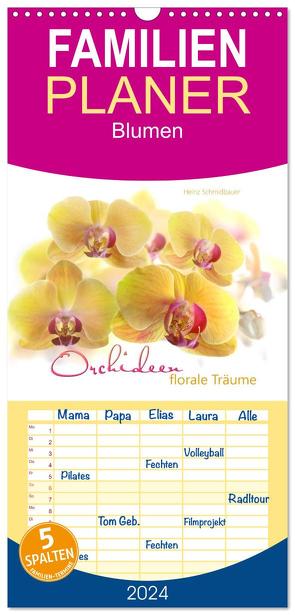 Familienplaner 2024 – Orchideen florale Träume mit 5 Spalten (Wandkalender, 21 x 45 cm) CALVENDO von Schmidbauer,  Heinz