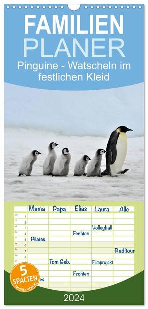 Familienplaner 2024 – Pinguine – Watscheln im festlichen Kleid mit 5 Spalten (Wandkalender, 21 x 45 cm) CALVENDO von Stanzer,  Elisabeth