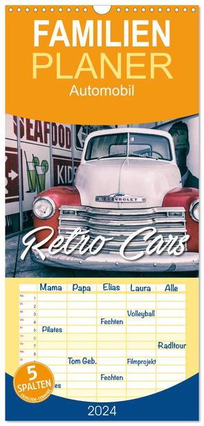 Familienplaner 2024 – Retro Cars mit 5 Spalten (Wandkalender, 21 x 45 cm) CALVENDO von Matschek,  Gerd