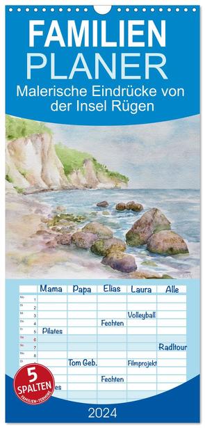 Familienplaner 2024 – Rügen Impressionen in Aquarell mit 5 Spalten (Wandkalender, 21 x 45 cm) CALVENDO von Mesch,  Sylwia
