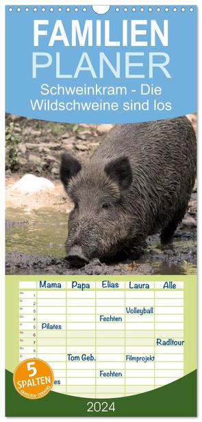 Familienplaner 2024 – Schweinkram – Die Wildschweine sind los mit 5 Spalten (Wandkalender, 21 x 45 cm) CALVENDO von Lindert-Rottke,  Antje