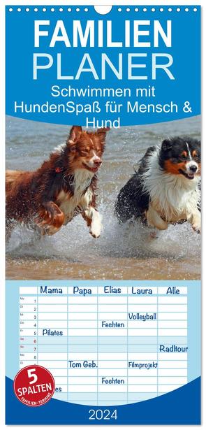 Familienplaner 2024 – Schwimmen mit Hunden – Spaß für Mensch und Hund mit 5 Spalten (Wandkalender, 21 x 45 cm) CALVENDO von Chawera,  Chawera