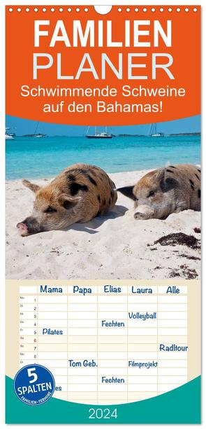 Familienplaner 2024 – Schwimmende Schweine auf den Bahamas! mit 5 Spalten (Wandkalender, 21 x 45 cm) CALVENDO von Stanzer,  Elisabeth