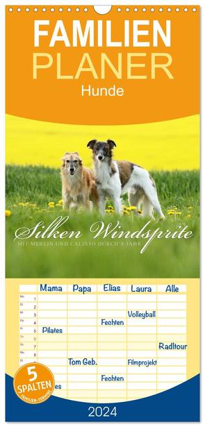 Familienplaner 2024 – Silken Windsprite – Mit Merlin und Calisto durch´s Jahr 2024 mit 5 Spalten (Wandkalender, 21 x 45 cm) CALVENDO von Mueller GoldenMerlo.de,  Maike