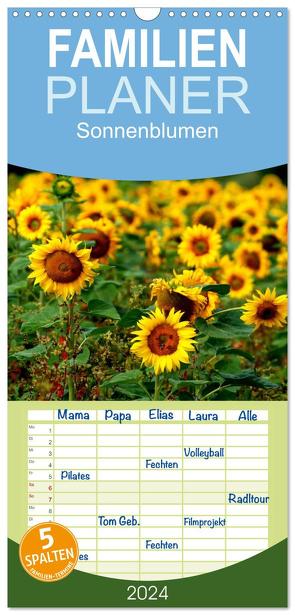 Familienplaner 2024 – Sonnenblumen mit 5 Spalten (Wandkalender, 21 x 45 cm) CALVENDO von Schulz,  Dorothea