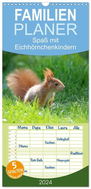 Familienplaner 2024 – Spaß mit Eichhörnchen-Kindern mit 5 Spalten (Wandkalender, 21 x 45 cm) CALVENDO von Adam,  Heike