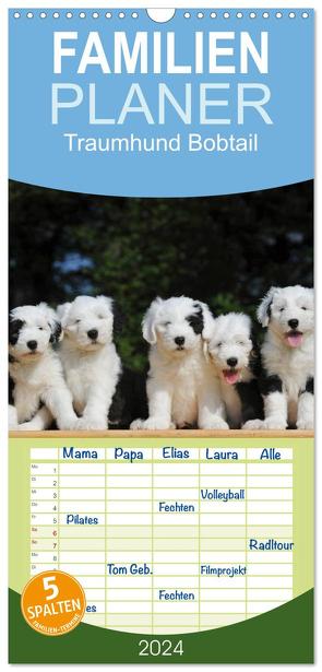 Familienplaner 2024 – Traumhund Bobtail mit 5 Spalten (Wandkalender, 21 x 45 cm) CALVENDO von Starick,  Sigrid