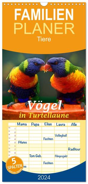 Familienplaner 2024 – Vögel in Turtellaune mit 5 Spalten (Wandkalender, 21 x 45 cm) CALVENDO von Brunner-Klaus,  Liselotte