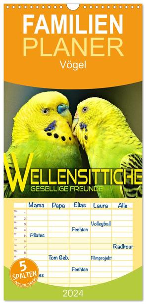 Familienplaner 2024 – Wellensittiche – gesellige Freunde mit 5 Spalten (Wandkalender, 21 x 45 cm) CALVENDO von Utz,  Renate