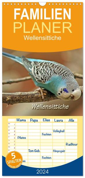 Familienplaner 2024 – Wellensittiche mit 5 Spalten (Wandkalender, 21 x 45 cm) CALVENDO von Mielewczyk,  Barbara