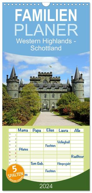 Familienplaner 2024 – Western Highlands – Schottland mit 5 Spalten (Wandkalender, 21 x 45 cm) CALVENDO von Schwarz,  Sylvia