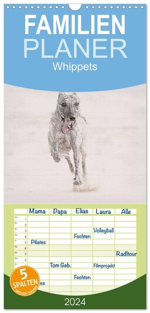 Familienplaner 2024 – Whippet 2024 mit 5 Spalten (Wandkalender, 21 x 45 cm) CALVENDO von Redecker,  Andrea