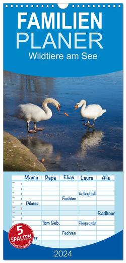 Familienplaner 2024 – WILDTIERE AM SEE mit 5 Spalten (Wandkalender, 21 x 45 cm) CALVENDO von boeTtchEr,  U