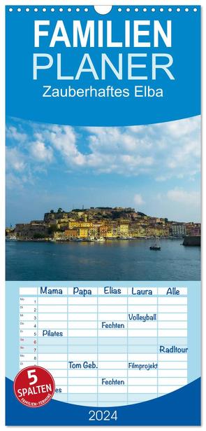 Familienplaner 2024 – Zauberhaftes Elba mit 5 Spalten (Wandkalender, 21 x 45 cm) CALVENDO von Hampe,  Gabi