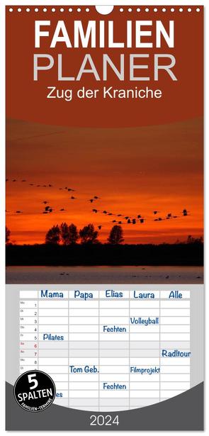 Familienplaner 2024 – Zug der Kraniche mit 5 Spalten (Wandkalender, 21 x 45 cm) CALVENDO von birdimagency,  BIA