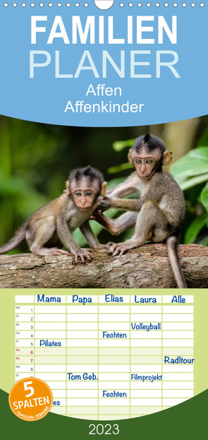 Familienplaner Affen – Affenkinder (Wandkalender 2023 , 21 cm x 45 cm, hoch) von Roder,  Peter