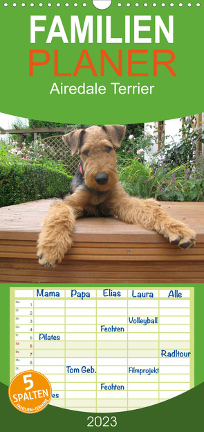 Familienplaner Airedale Terrier (Wandkalender 2023 , 21 cm x 45 cm, hoch) von Rottmann,  Gaby