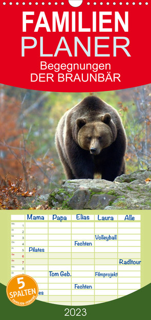 Familienplaner Begegnungen DER BRAUNBÄR (Wandkalender 2023 , 21 cm x 45 cm, hoch) von GUGIGEI