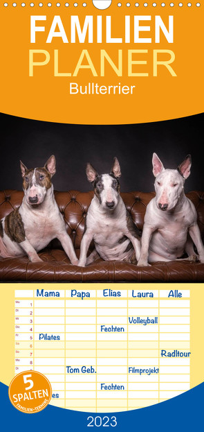 Familienplaner Bullterrier (Wandkalender 2023 , 21 cm x 45 cm, hoch) von Schubert,  Sven