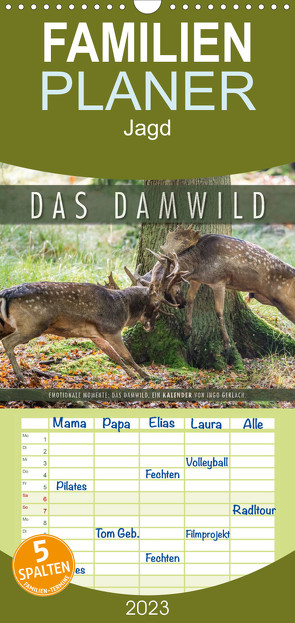 Familienplaner Emotionale Momente: Das Damwild. (Wandkalender 2023 , 21 cm x 45 cm, hoch) von Gerlach,  Ingo