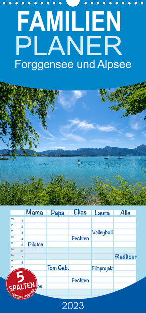 Familienplaner Forggensee und Alpsee – Urlaubsparadies Bayerisches Allgäu (Wandkalender 2023 , 21 cm x 45 cm, hoch) von Meutzner,  Dirk