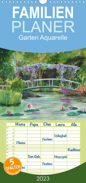 Familienplaner Garten Aquarelle (Wandkalender 2023 , 21 cm x 45 cm, hoch) von Krause,  Jitka