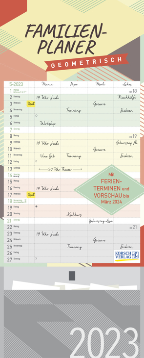 Familienplaner Geometrisch Zetteltasche 2023 von Korsch Verlag