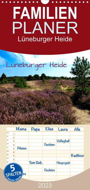 Familienplaner Lüneburger Heide (Wandkalender 2023 , 21 cm x 45 cm, hoch) von Pompsch,  Heinz