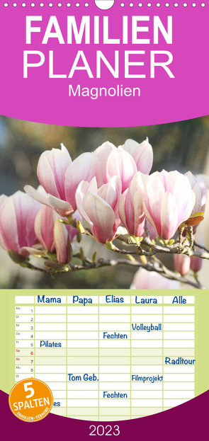 Familienplaner Magnolien-Frühling (Wandkalender 2023 , 21 cm x 45 cm, hoch) von Kruse,  Gisela