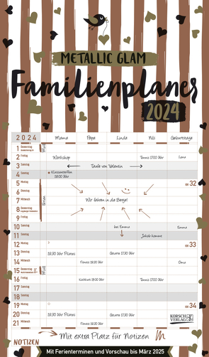 Familienplaner Metallic Glam 2024 von Korsch Verlag