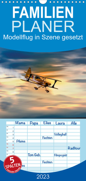 Familienplaner Modellflug in Szene gesetzt (Wandkalender 2023 , 21 cm x 45 cm, hoch) von Gödecke,  Dieter