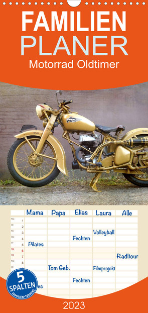 Familienplaner Motorrad Oldtimer (Wandkalender 2023 , 21 cm x 45 cm, hoch) von Siebenhühner,  Gabi