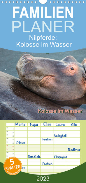 Familienplaner Nilpferde, Kolosse im Wasser (Wandkalender 2023 , 21 cm x 45 cm, hoch) von und Andrea Styppa,  Robert