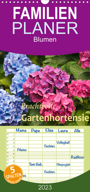 Familienplaner Prachtvolle Gartenhortensie (Wandkalender 2023 , 21 cm x 45 cm, hoch) von Keller,  Bernd