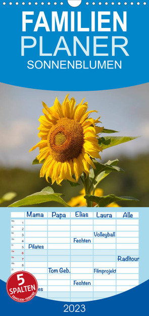 Familienplaner Sonnenblumen 2023 (Wandkalender 2023 , 21 cm x 45 cm, hoch) von Geduldig,  Bildagentur