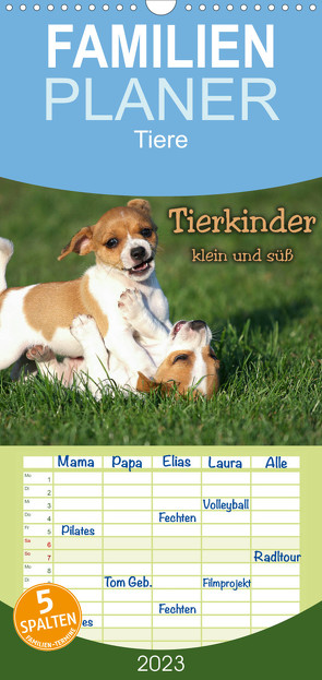 Familienplaner Tierkinder klein und süß (Wandkalender 2023 , 21 cm x 45 cm, hoch) von Seiboth,  Berit