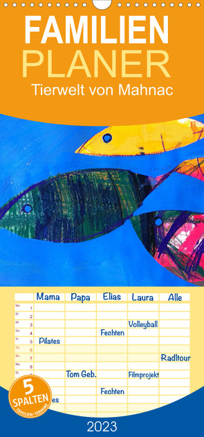 Familienplaner Tierwelt von Oxana Mahnac (Wandkalender 2023 , 21 cm x 45 cm, hoch) von Mahnac,  Oxana