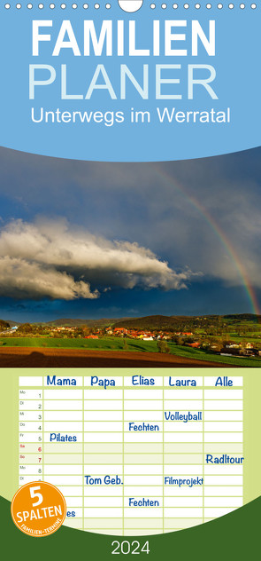 Familienplaner Unterwegs im Werratal (Wandkalender 2024 , 21 cm x 45 cm, hoch) von Brack,  Roland