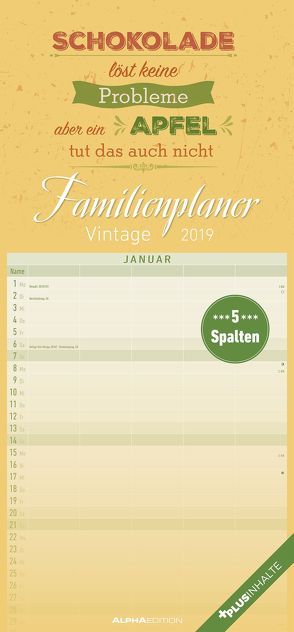 Familienplaner Vintage 2019 von ALPHA EDITION