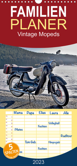 Familienplaner Vintage Mopeds (Wandkalender 2023 , 21 cm x 45 cm, hoch) von insideportugal