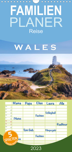 Familienplaner Wales (Wandkalender 2023 , 21 cm x 45 cm, hoch) von Kruse,  Joana